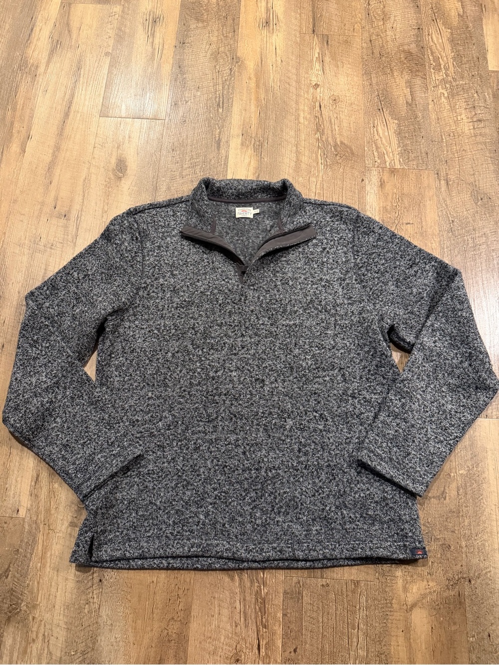 Faherty Men's Heathered Charcoal Quarter Zip-Up Sweater XL